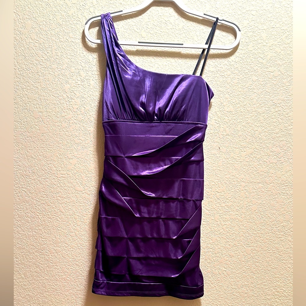 Satin one shoulder homecoming dress